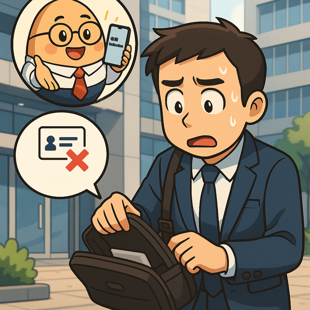 出先で名刺を忘れて困っている漫画